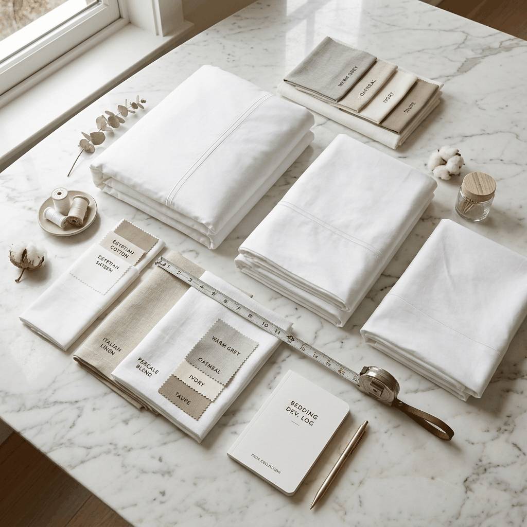 Product development with fabric swatches and samples